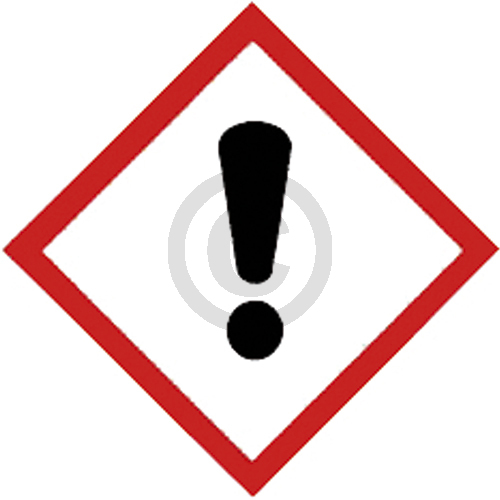 GHS 07 Gefahr: Ausrufezeichen (Bsp. Akute Toxizität, Kat.4, Hautreizend, Kat.2)